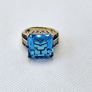 Genuine Caribbean Quartz & African Amethyst Ring Vermeil Size 7!